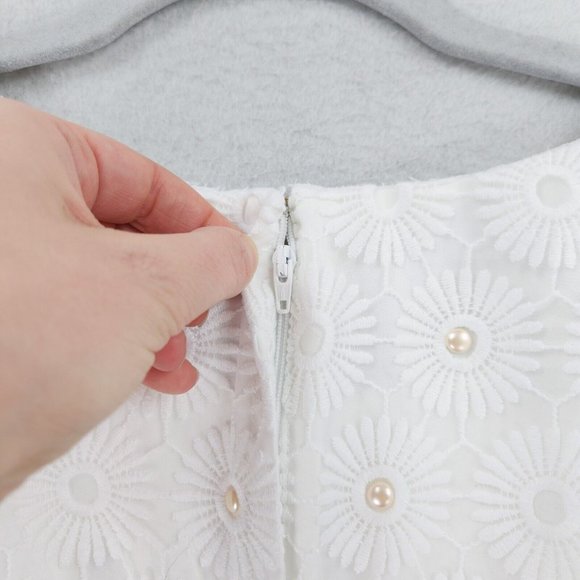 Lilly Pulitzer Dress Womens 12 Resort White Nicci Pinwheel Organza Floral Lace - Picture 16 of 16